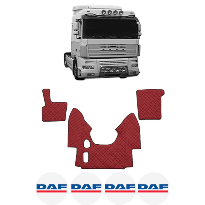 Set covorase Camion Tir DAF XF 95 din 2002-2006, Auto, 4x Stickere auto cu DAF