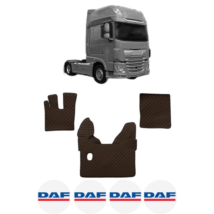 Set covorase Camion Tir DAF XF 106 din 2012-2017, Auto, 4x Stickere auto cu DAF