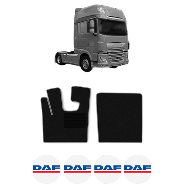 Set covorase Camion Tir DAF XF 106 din 2012-2017, Auto, 4x Stickere auto cu DAF