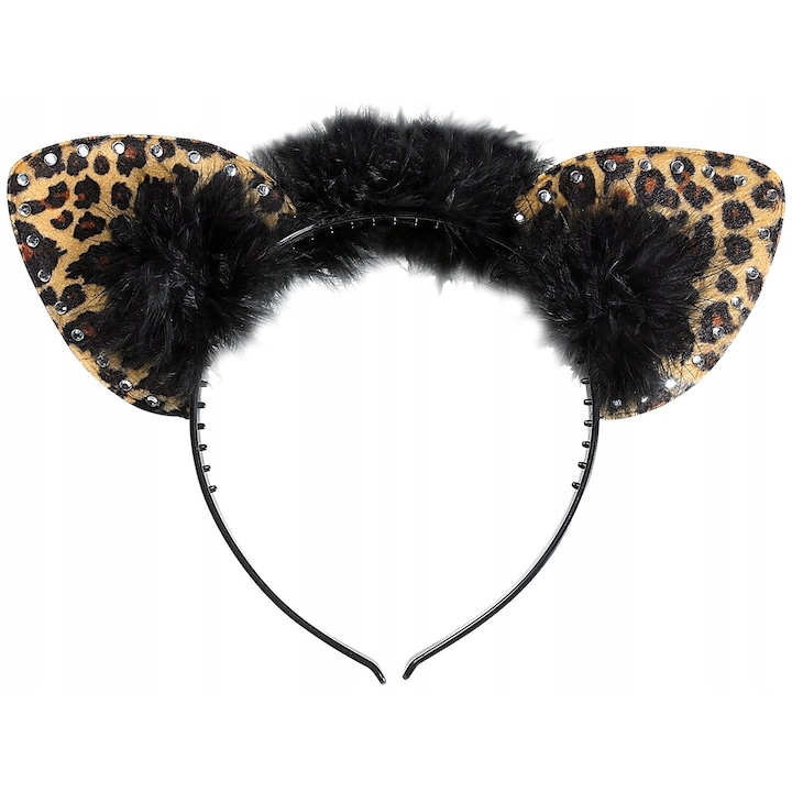 Opaska pe cap cu urechi de pisica, WIDMANN, pantera, fetita, universala