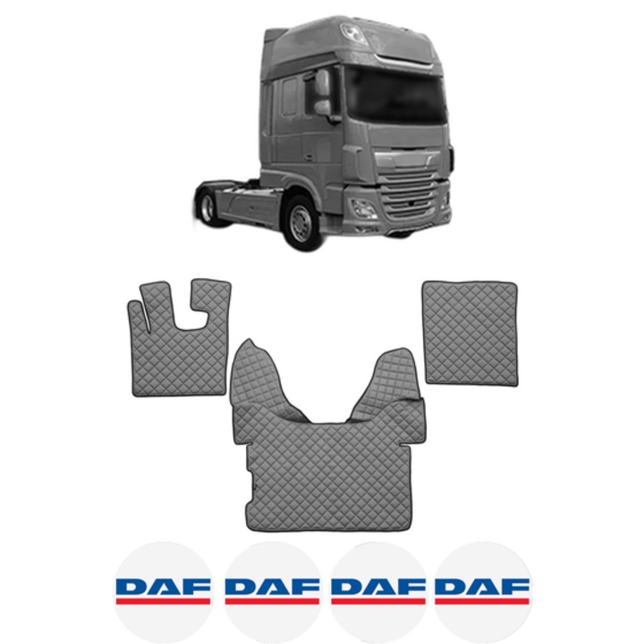 Set covorase Camion Tir DAF XF 106 din 2012-2017, Auto, 4x Stickere auto cu DAF
