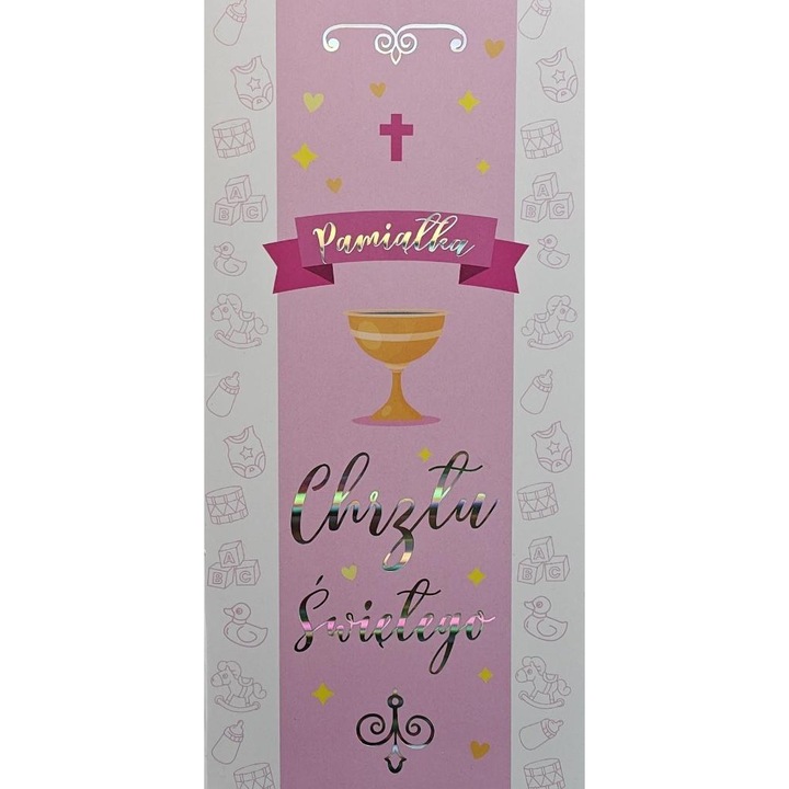 Felicitare, YEKU, Karnet Chrzest, zlocenie holograficzne, pentru fata