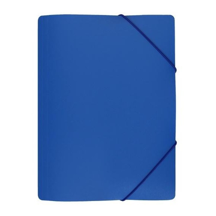 Dosar BIURFOL, teaca cu elastic, 3 compartimente, albastru