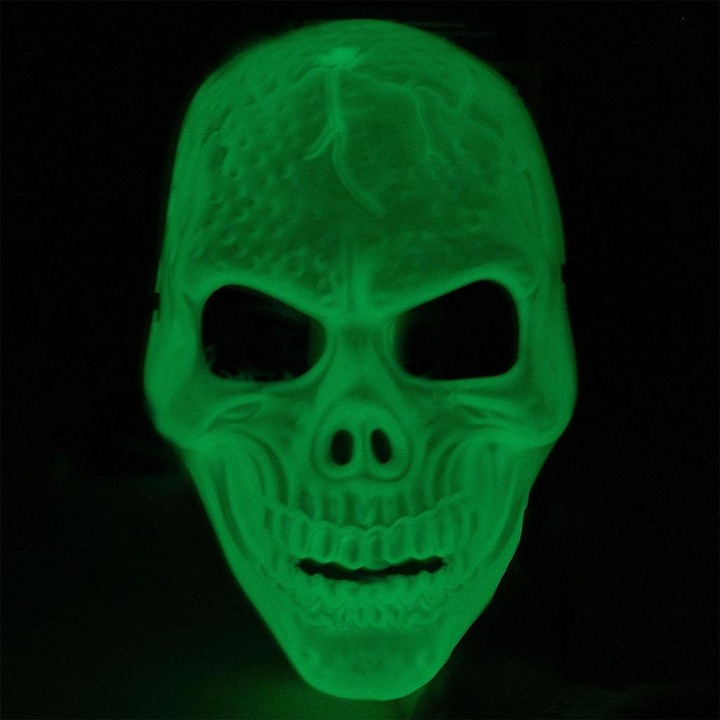 Masca stralucitoare in intuneric, ARPEX, design craniu, alb, 16x24cm, 1 bucata