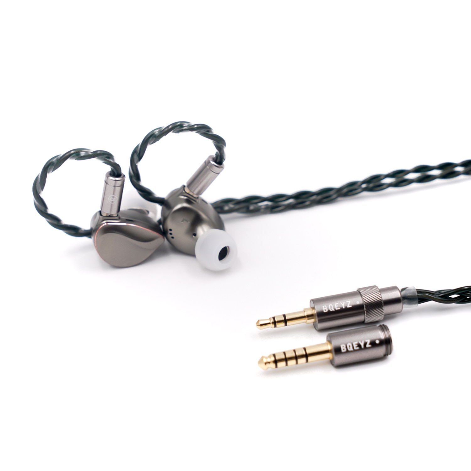 Casti cu fir BQEYZ Winter2 HiFi 3.5&4.4&typec IEM neted pe trei benzi, conductie osoasa, tehnologie hibrida monitorizare, sunet echilibrat si bland, pentru jocuri cu fir, gri