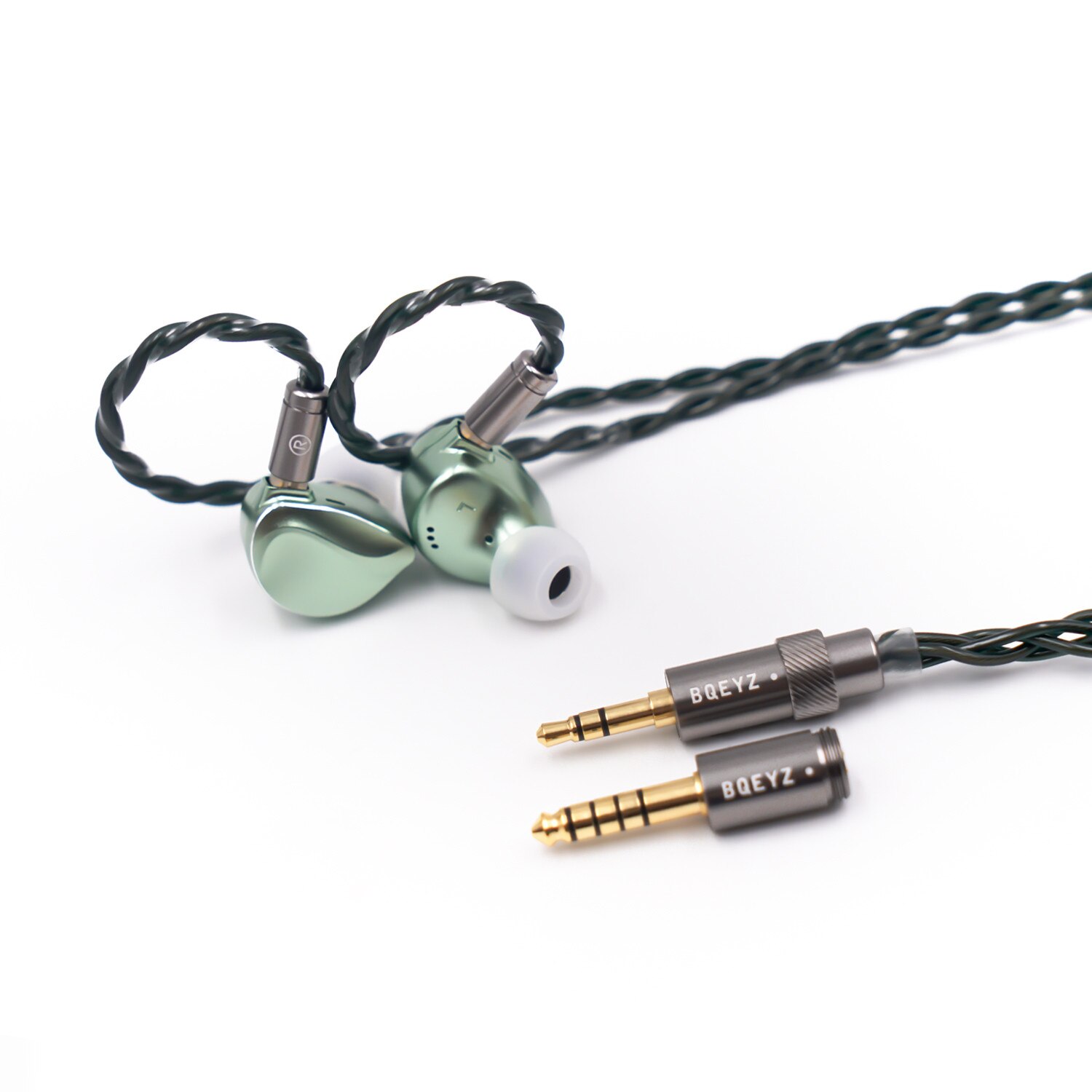 Casti cu fir BQEYZ Winter2 HiFi IEM neted pe trei benzi, conductie osoasa, tehnologie hibrida monitorizare, sunet echilibrat si bland, anulare fizica a zgomotului, OFC, pentru jocuri cu fir，verde