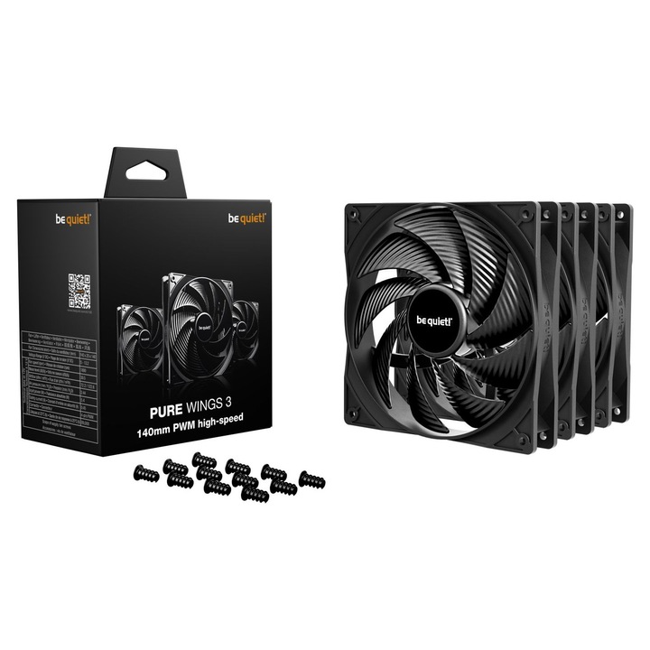 Ventilator PC Be quiet! Pure Wings 3, set 3 bucati, 140mm, 1800rpm, 30,5dBA