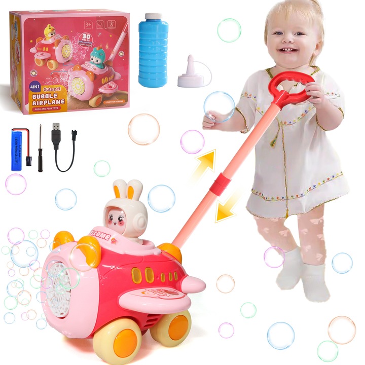 Детска косачка за балончета, интерактивна играчка, пластмаса, многоцветна, 1-3 години