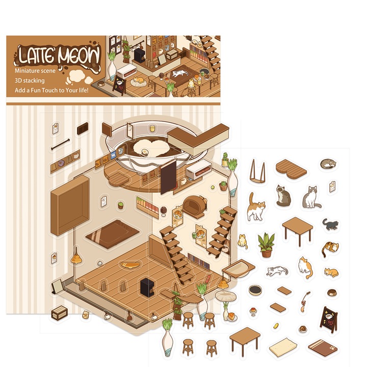 Декоративни стикери, миниатюрен свят, 3D къща, многоцветни