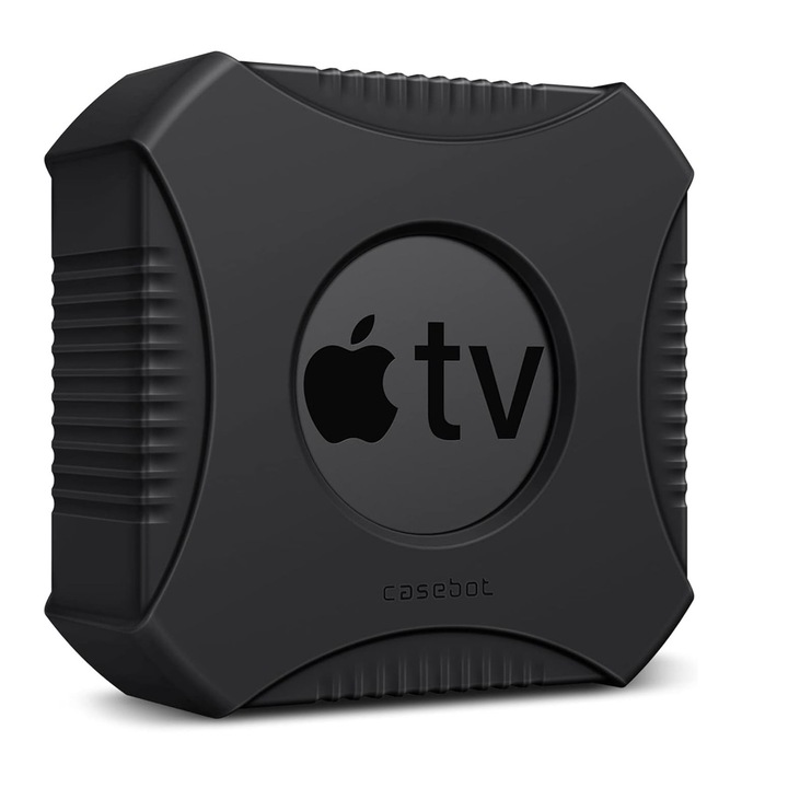 Szilikon védőtok Apple TV 4K 2021 / Apple TV HD-hez, fekete, csúszásmentes, ütésálló