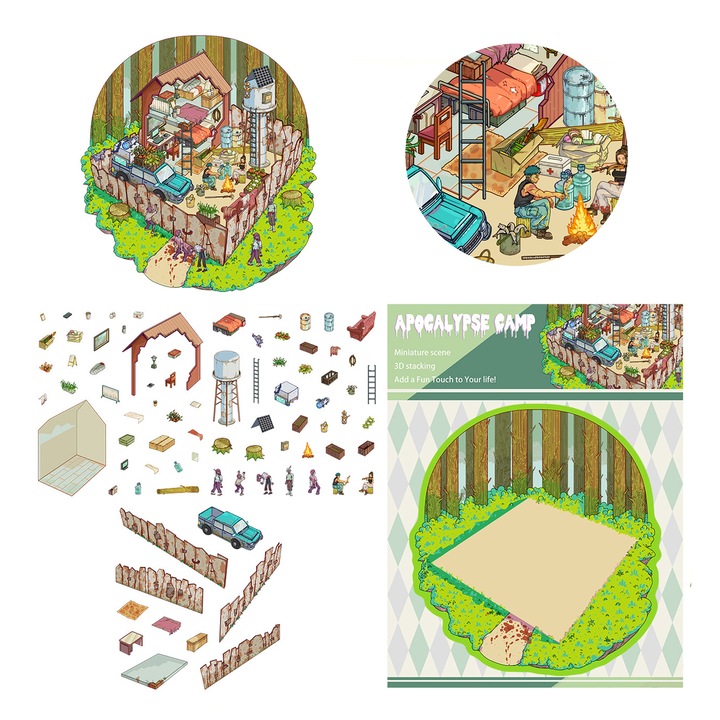 Декоративни стикери, миниатюрен свят, 3D къща, многоцветни