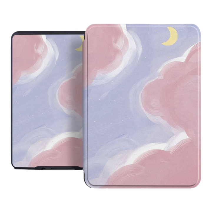 Husa pentru Kindle 2024 / Kindle 2022 11th Generation, OOGuai, 6 inch, carcasa moale, trezire automata si somn, Nori de semiluna