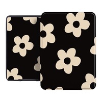 Husa pentru Kindle Paperwhite 2024 12th Generation si Kindle Colorsoft Signature Edition, OOGuai, 7 inch, carcasa moale, trezire automata si somn, Flori mici pe fundal negru