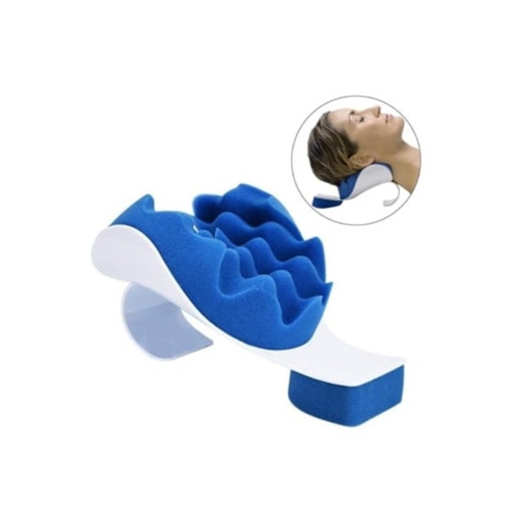 Perna de masaj pentru gat si umeri, Slowmoose, albastru/alb