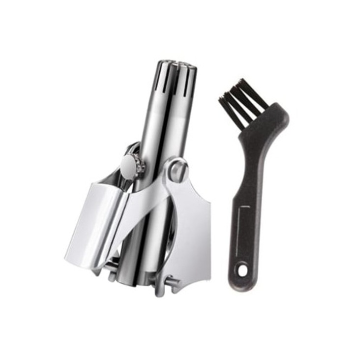 Aparat de tuns, taietor de par pentru nas si urechi, inox, manual/rotativ, pentru barbati si femei