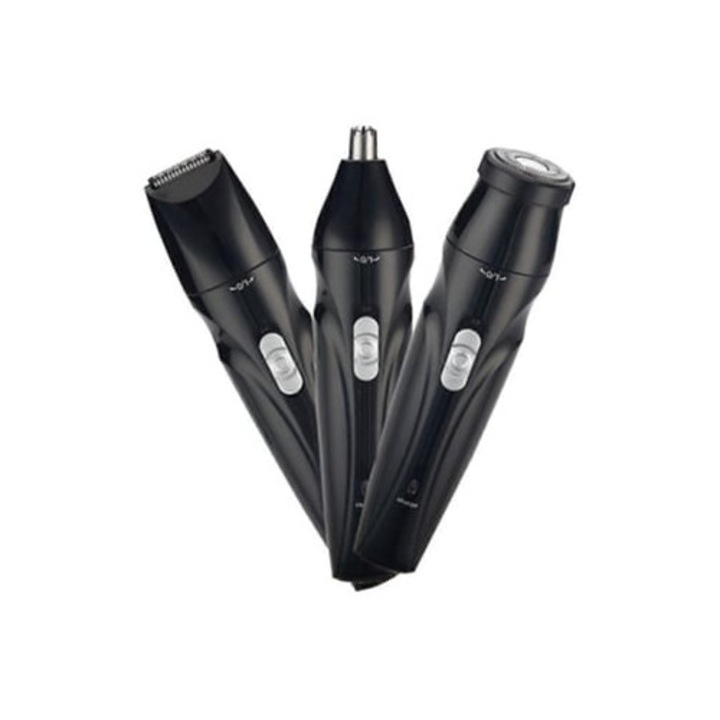 Aparat de ras electric 3-in-1, incarcare USB, impermeabil, set cu trimmer pentru nas si masina de tuns par.