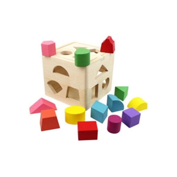 Puzzle din lemn cu 13 gauri pentru 12-18 luni, set Slowmoose