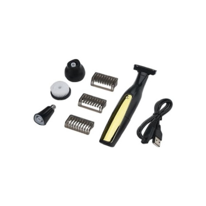 Aparat de ras electric pentru barbati, 3 in 1, trimmer pentru par din nas, negru