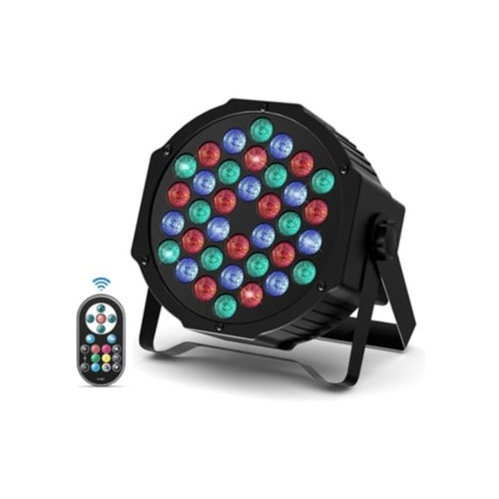 Сценична светлина 36 LED Par RGB DMX512 с дистанционно управление, автоматичен/звуков режим, комплект за парти DJ, бар, сватба
