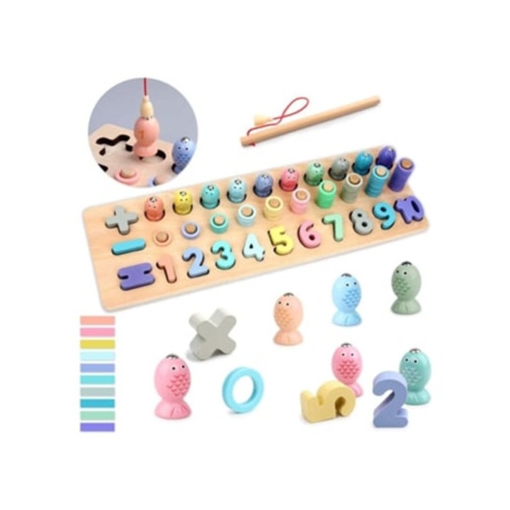 Joc educativ Montessori, puzzle din lemn, pentru copii de 3 ani si peste, set