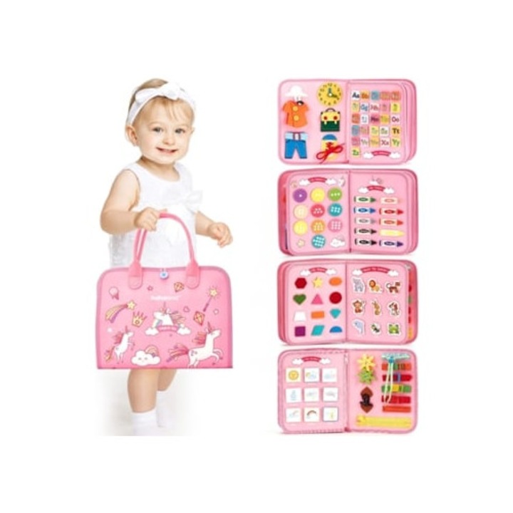 Jucarie educativa Montessori, tabla senzoriala, 1-4 ani