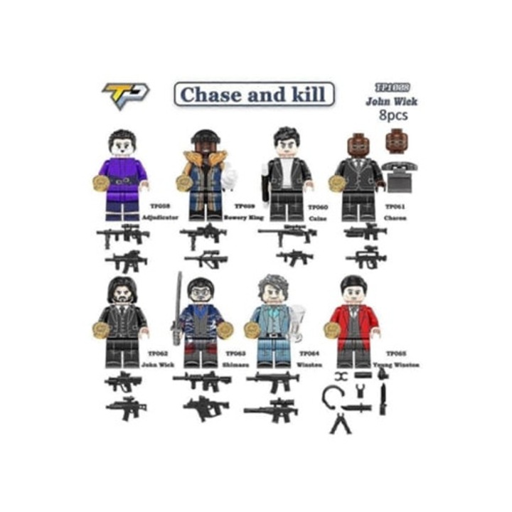 Set de constructie John Wick cu piese si arme, jucarie educativa pentru copii