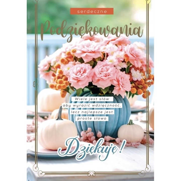 Felicitare, YEKU, Karnet Serdeczne Podziekowania, hotstamping, 10x15cm