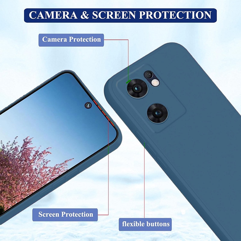 Husa telefon OPPO Reno13 F, TPU subtire, protectie camera, albastru inchis