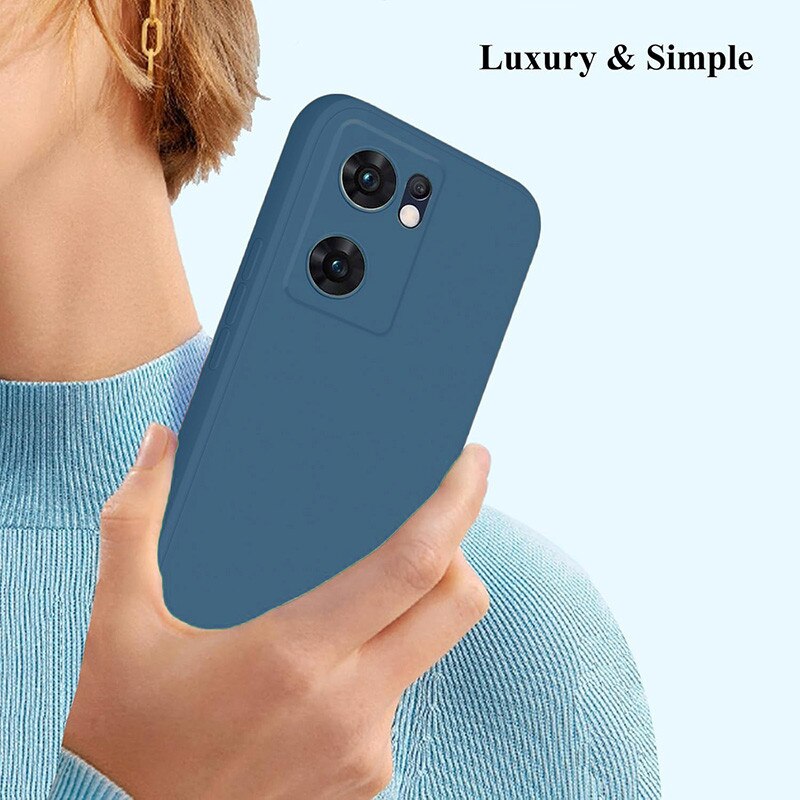 Husa telefon OPPO Reno13 F, TPU subtire, protectie camera, albastru inchis