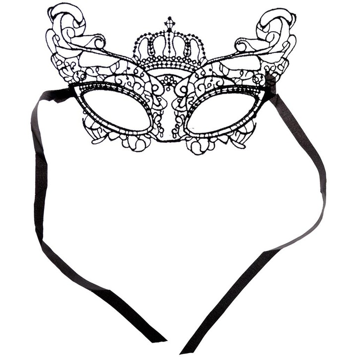 Карнавална маска, ARPEX, тънка, черна, 27см