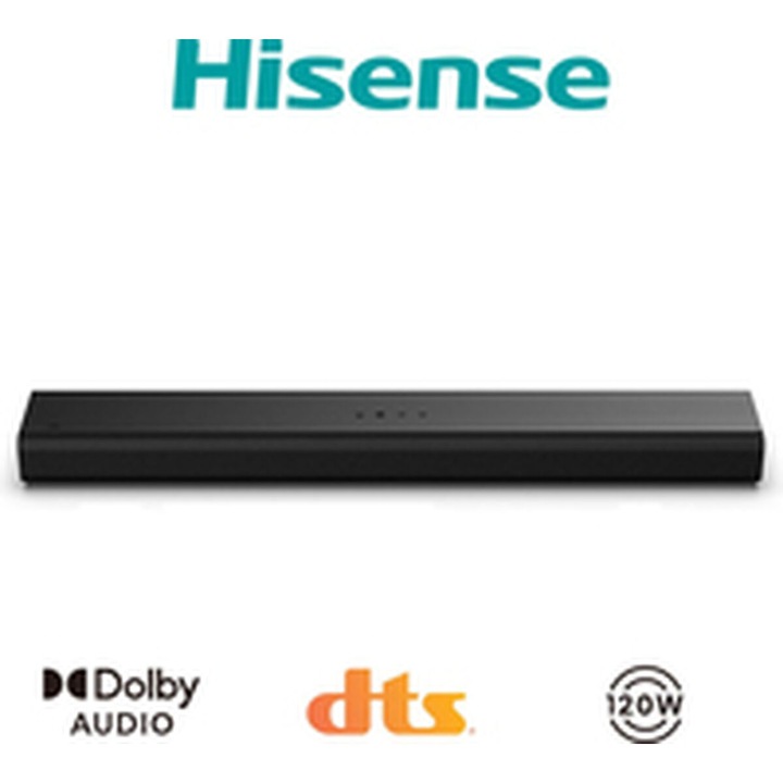 Саундбар, Hisense, HS1000, 120W, черен, Bluetooth 5.3 свързаност, AUX вход, поддръжка за стенен монтаж, включено дистанционно управление