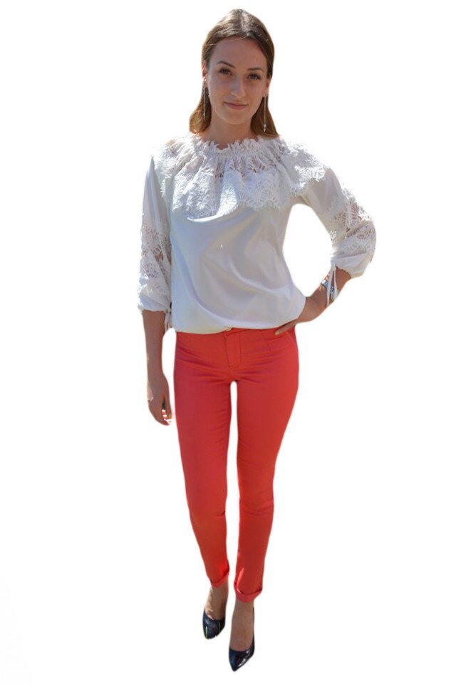 Pantaloni comozi cu model de buline, D&J Exclusive, Rosu