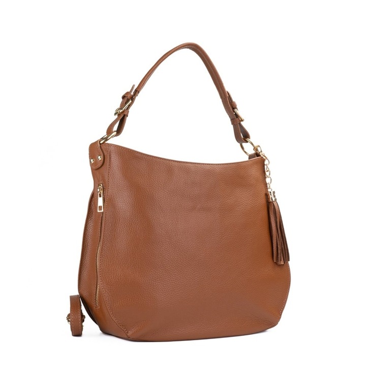 Poseta Piele Melinda - Coniac, Geanta Casual din Piele Naturala, Geanta, Genti