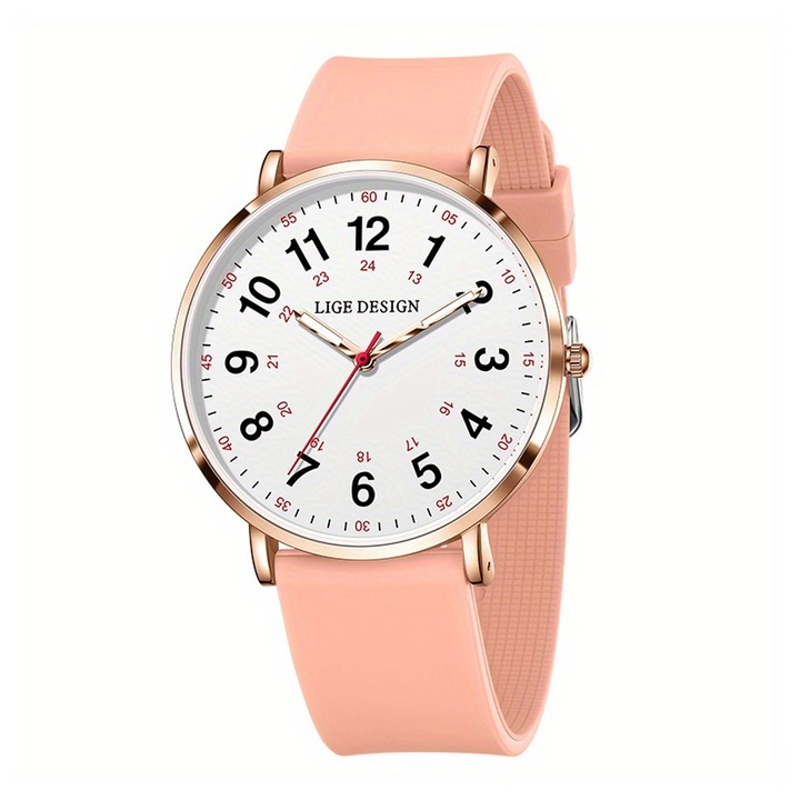 Ceas Dama Lige 89168 Rose-Alb – Design Fashion, Functii Multiple, Cronograf, Rezistent la Apa 3ATM