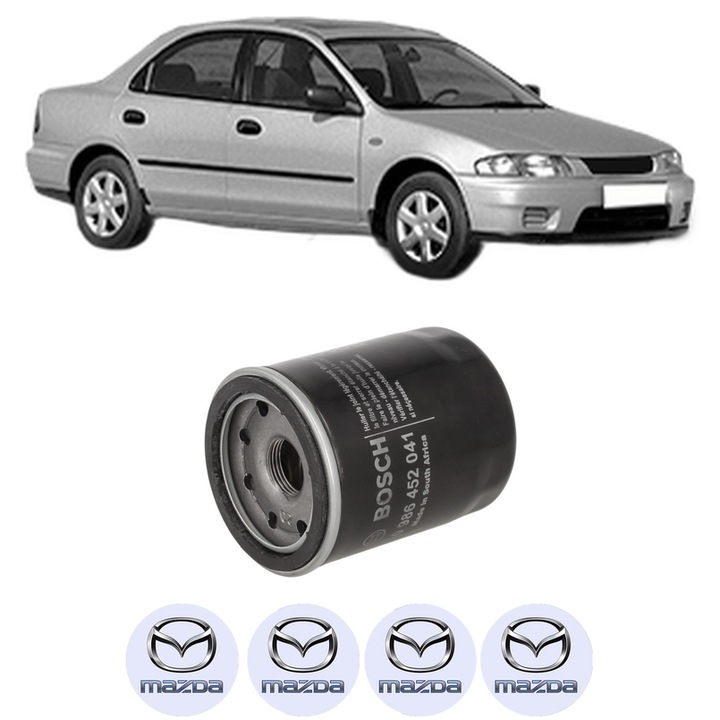 Filtru ulei MAZDA 323 S V (BA) 1.7 TD din 1994-1998 KW 60 CP 82 CMC 1686, auto, Bosch, 4x Stickere auto cu MAZDA