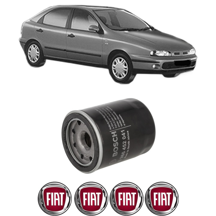 Filtru ulei FIAT BRAVA (182_) 1.2 16V 80 din 2000-2001 KW 59 CP 80 CMC 1242, auto, Bosch, 4x Stickere auto cu FIAT