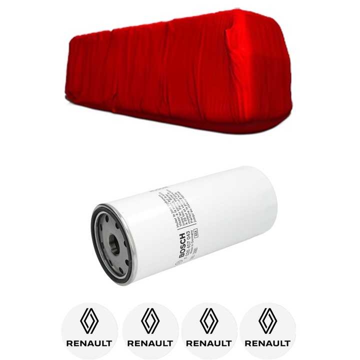Filtru ulei RENAULT TRUCKS D 18 T 380 din 2013 KW 279 CP 379 CMC 10837, auto, Bosch, 4x Stickere auto cu RENAULT TRUCKS