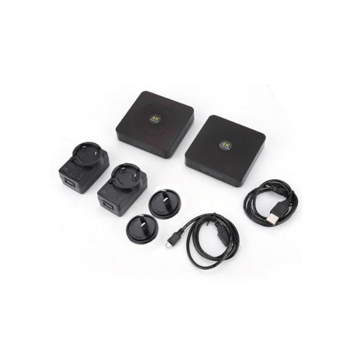 Безжичен 4K аудио и видео предавател с дистанционно управление, кабели и адаптери