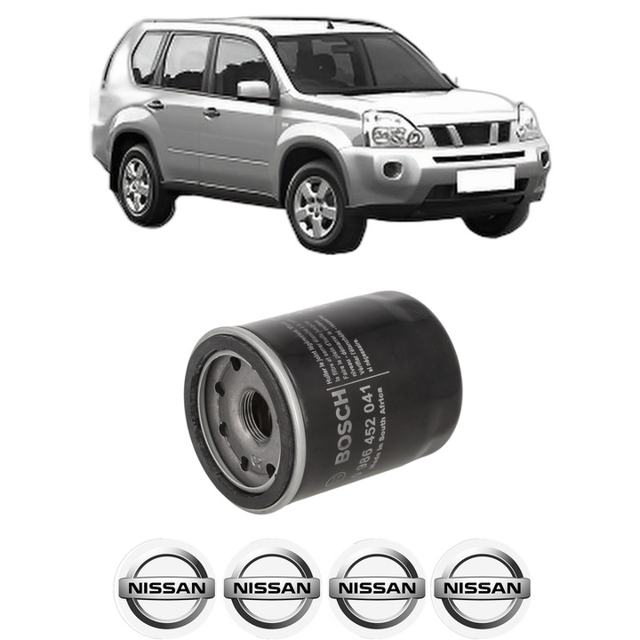 Filtru ulei NISSAN X-TRAIL II (T31) 2.0 4x4 din 2007-2013 KW 101 CP 137 CMC 1997, auto, Bosch, 4x Stickere auto cu NISSAN