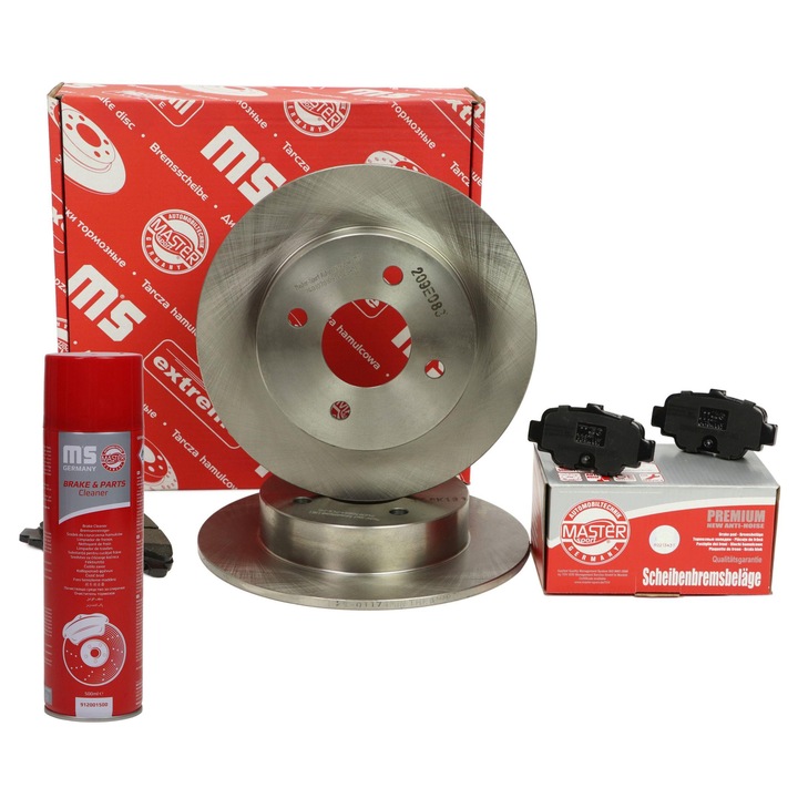 Set discuri si placute de frana Master-Sport, sistem franare Akebono, 240mm, 4 gauri, spate