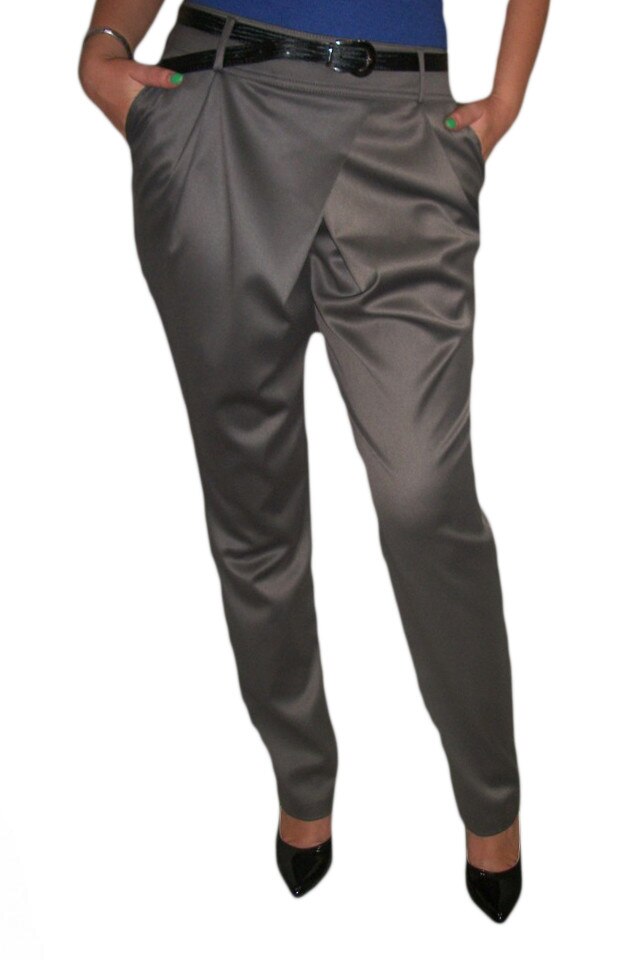 Pantaloni casual din saten , D&J Exclusive, Gri