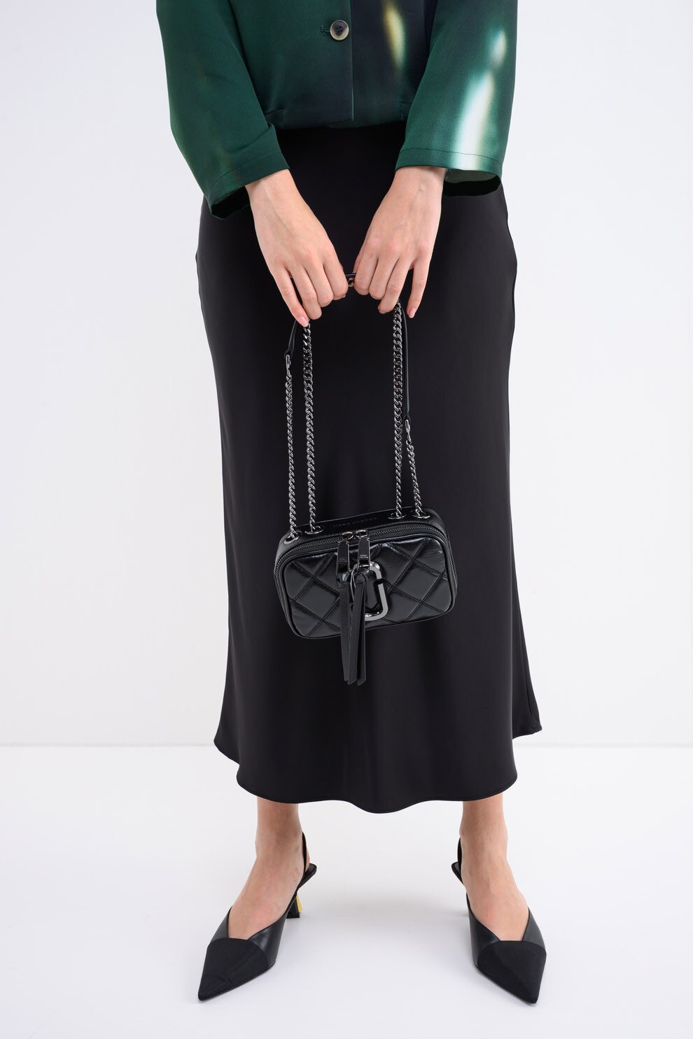 Marc Jacobs, Geanta crossbody matlasata de piele cu bareta din