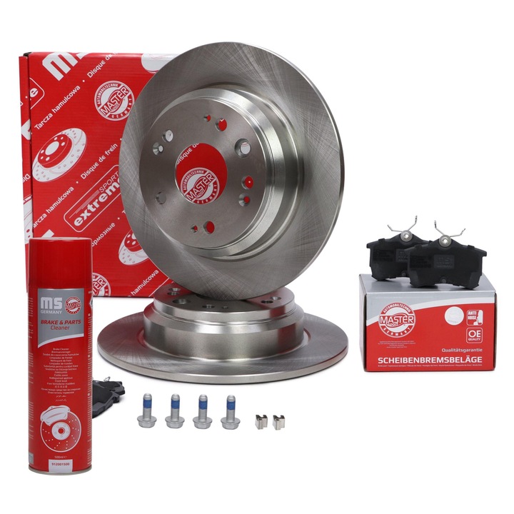 Master-Sport féktárcsa és fékbetét szett, hátsó, 282x9mm, tisztítószerrel, Honda Accord VII Tourerhez