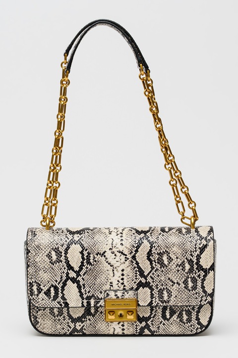 Michael Kors, Tribeca hüllőbőr mintás bőr válltáska, Fehér, Fekete