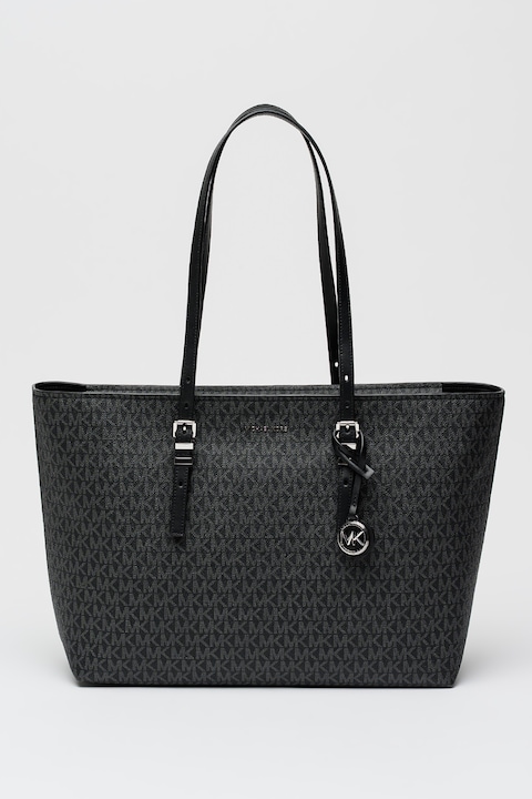 Michael Kors, Geanta shopper de piele ecologica Quinn, Negru, Gri inchis