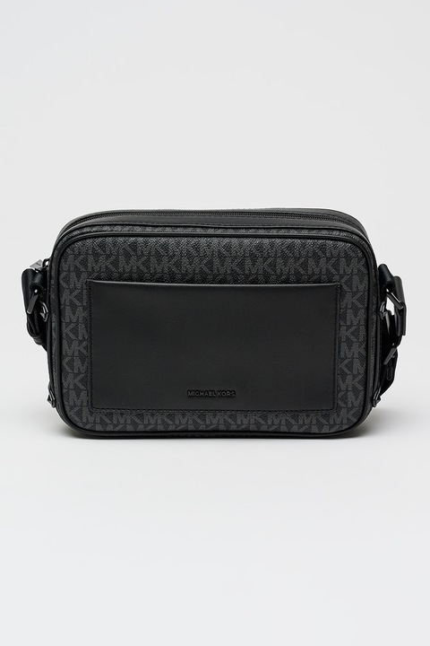 Michael Kors, Geanta crossbody cu monograma Maeve, Negru, Gri inchis