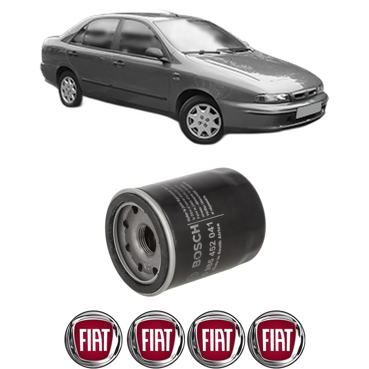Filtru ulei FIAT MAREA (185_) 1.2 16V din 1998-2002 KW 60 CP 82 CMC 1242, auto, Bosch, 4x Stickere auto cu FIAT