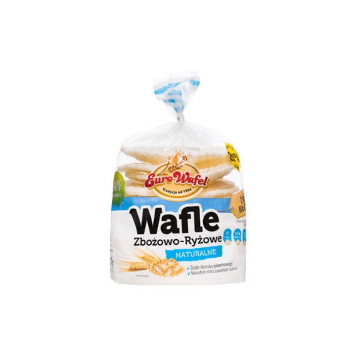 Napolitane din cereale si orez Eurowafel, 70g, vegane, fara zahar