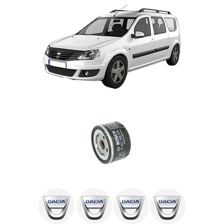Filtru ulei DACIA LOGAN MCV II 1.6 din 2013 KW 62 CP 84 CMC 1598, auto, Bosch, 4x Stickere auto cu DACIA