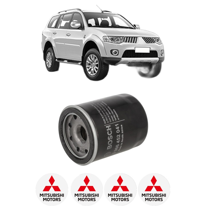 Filtru ulei MITSUBISHI PAJERO SPORT II (KH_, KG_) 3.0 4WD din 2008 KW 162 CP 220 CMC 2998, auto, Bosch, 4x Stickere auto cu MITSUBISHI